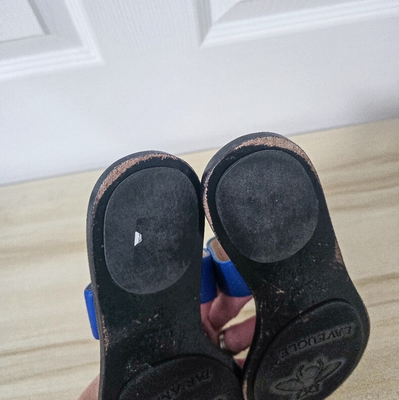 Gucci GG Marmont Calfskin Leather Thong Sandals In Electric Blue Size 37 - Picture 11 of 14